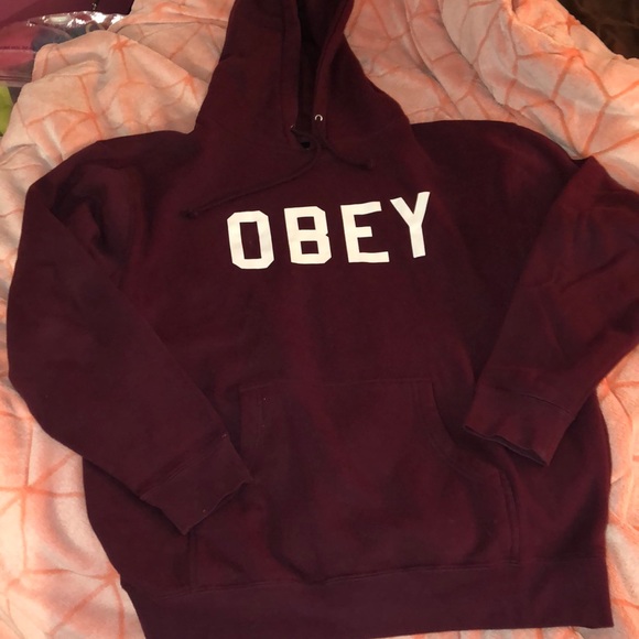 burgundy obey hoodie